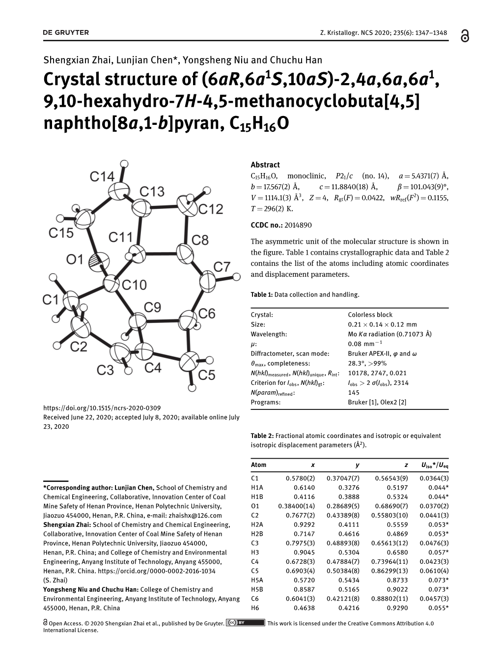 Crystal Structure of (6Ar,6A S,10As)