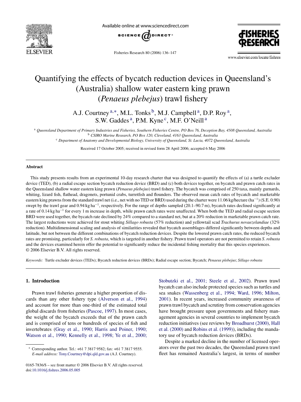 Quantifying the Effects of Bycatch Reduction Devices in Queensland's