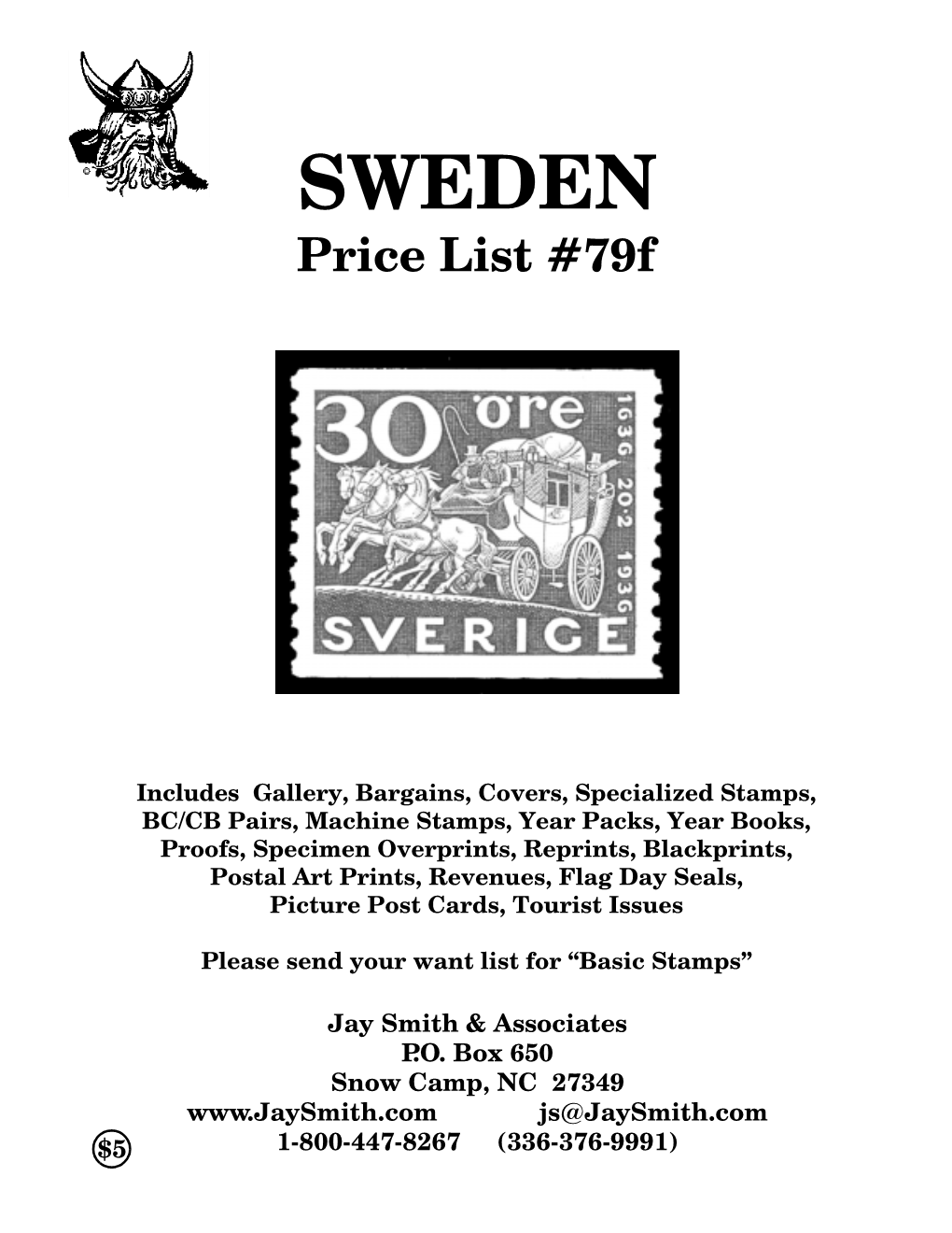 SWEDEN Price List #79F