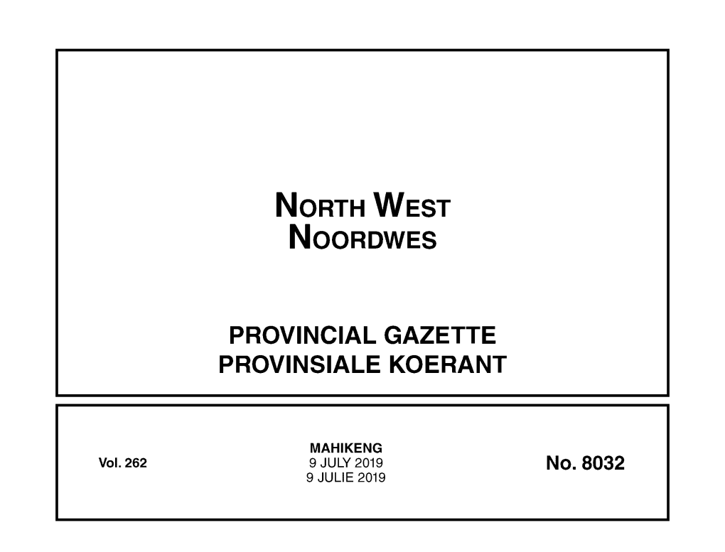 Northwest Noordwes Provincial Gazette