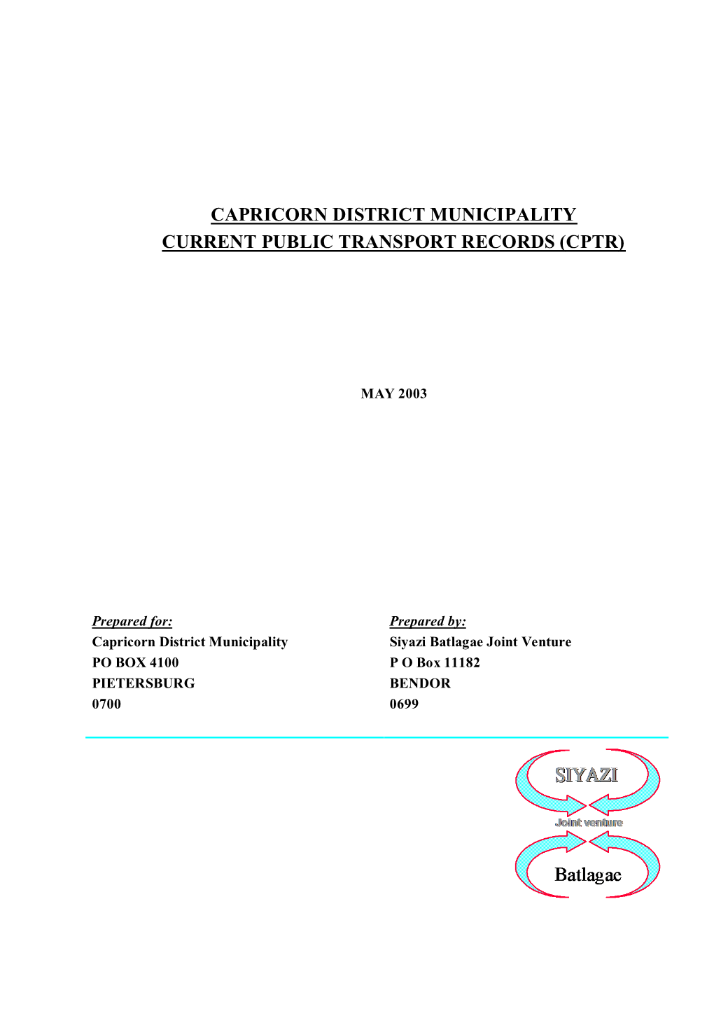 Capricorn District Municipality Current Public Transport Records (Cptr)