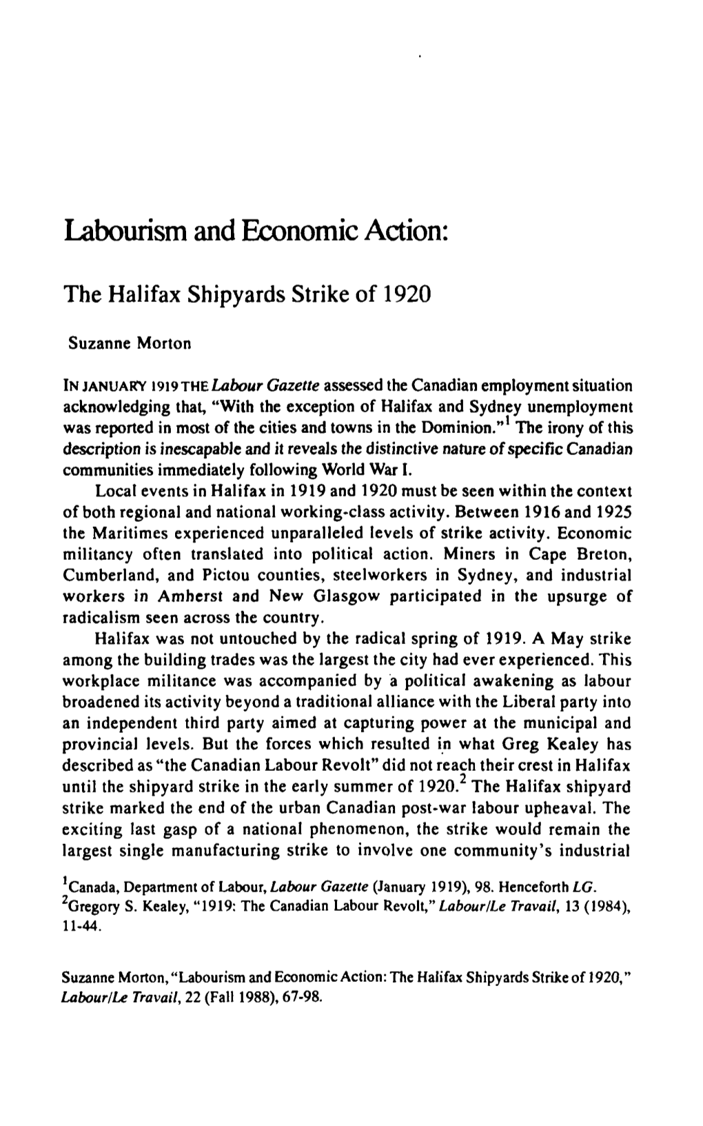 Labourism and Economic Action