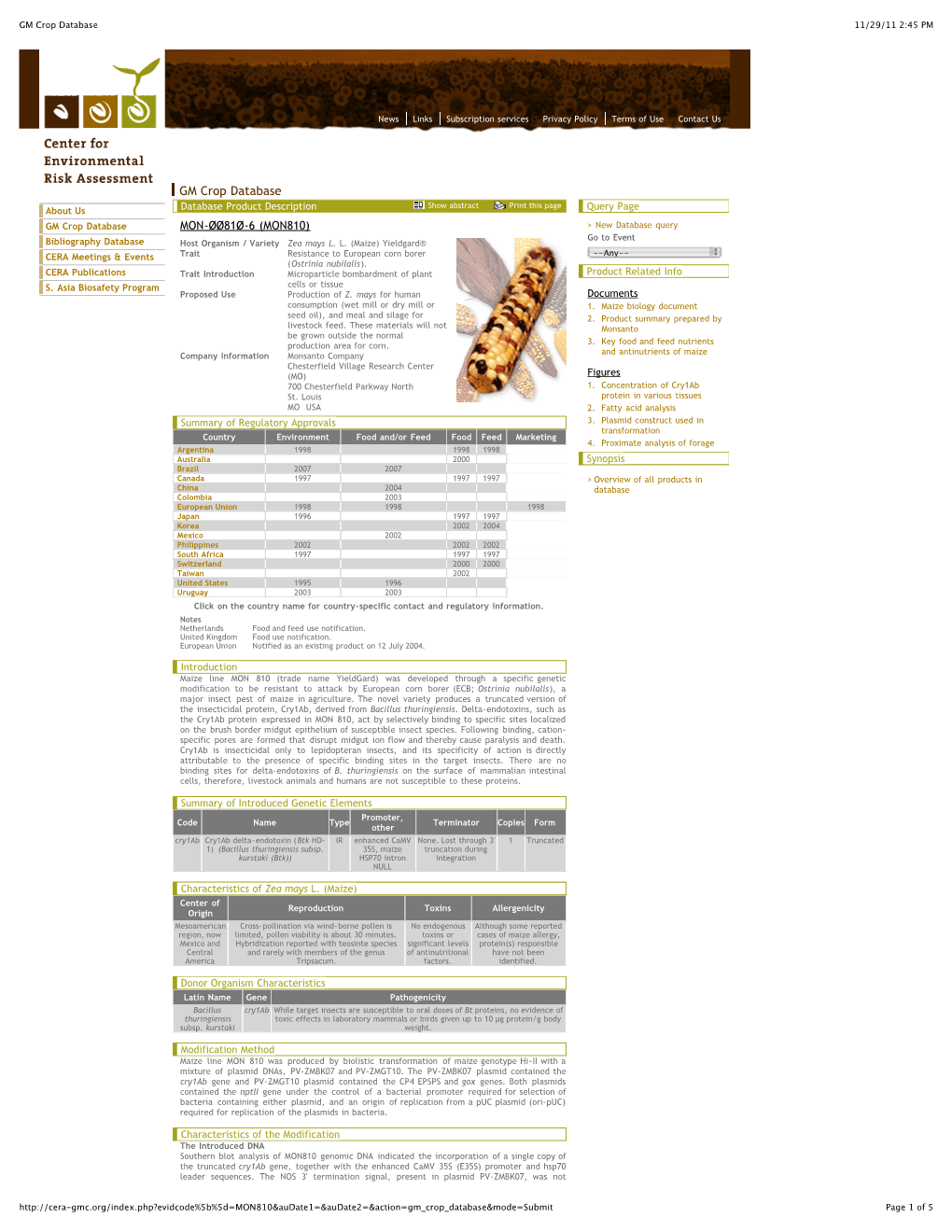 GM Crop Database 11/29/11 2:45 PM