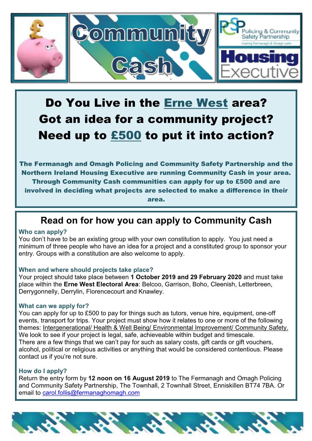 Community Cash Application Form Erne West 2019