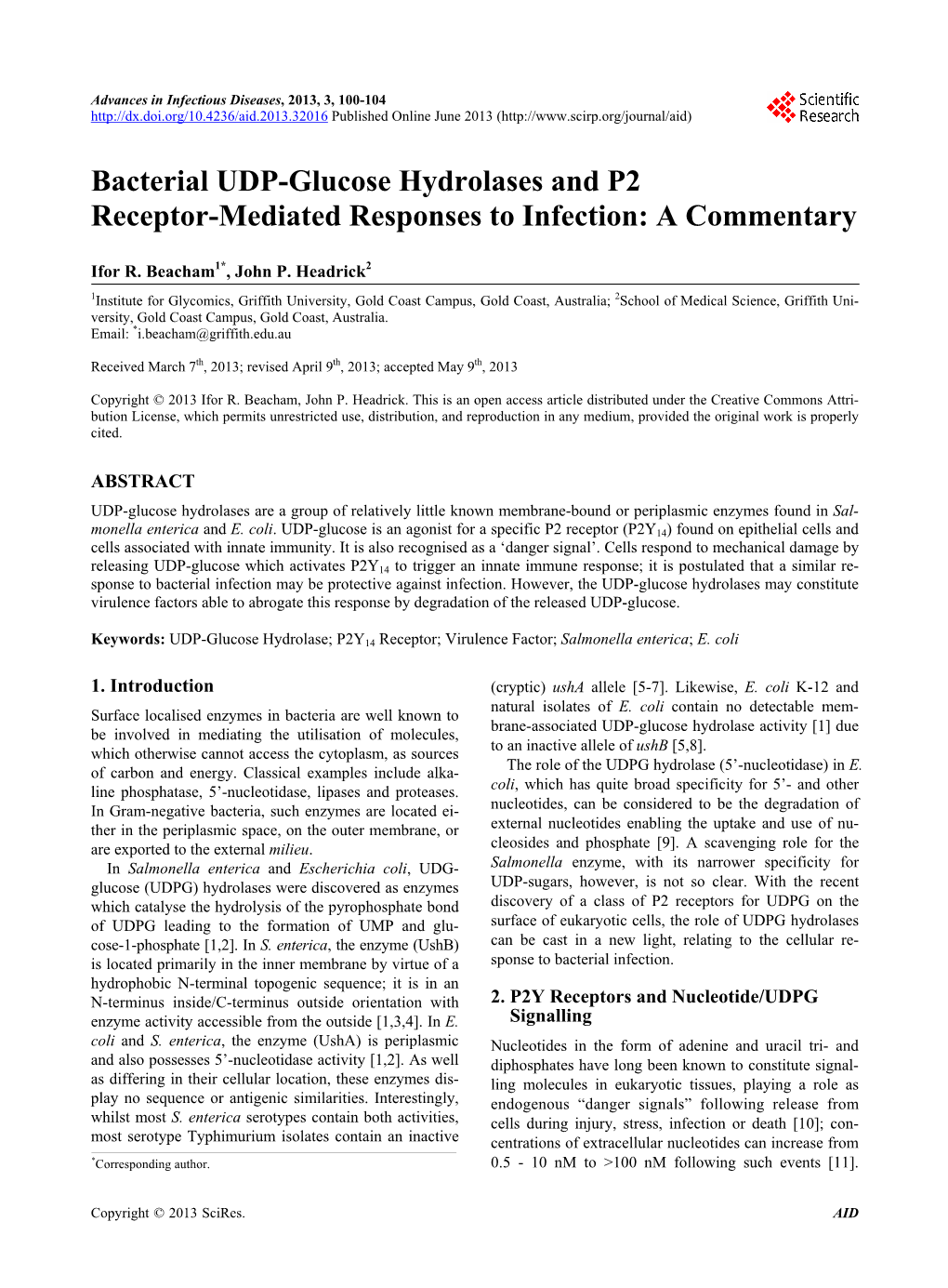 Bacterial UDP-Glucose Hydrolases and P2 Receptor-Mediated Responses to Infection: a Commentary