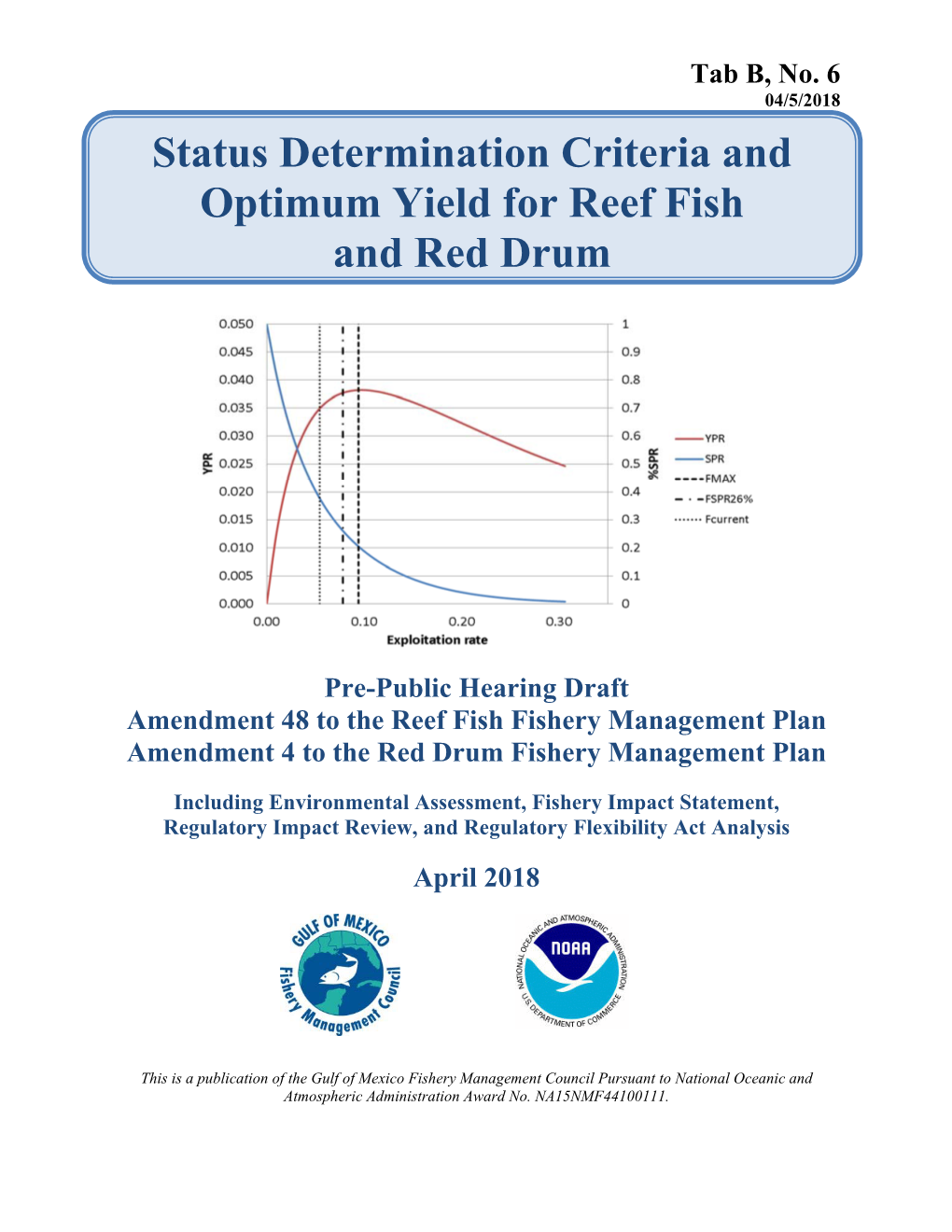 Status Determination Criteria and Optimum Yield for Reef Fish And