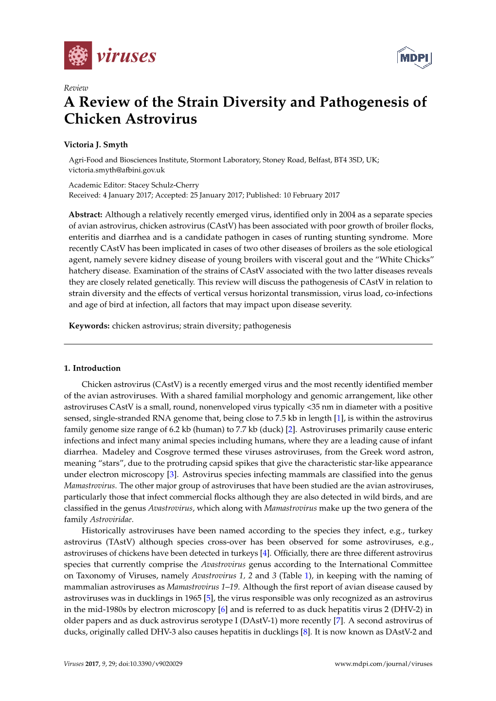 A Review of the Strain Diversity and Pathogenesis of Chicken Astrovirus