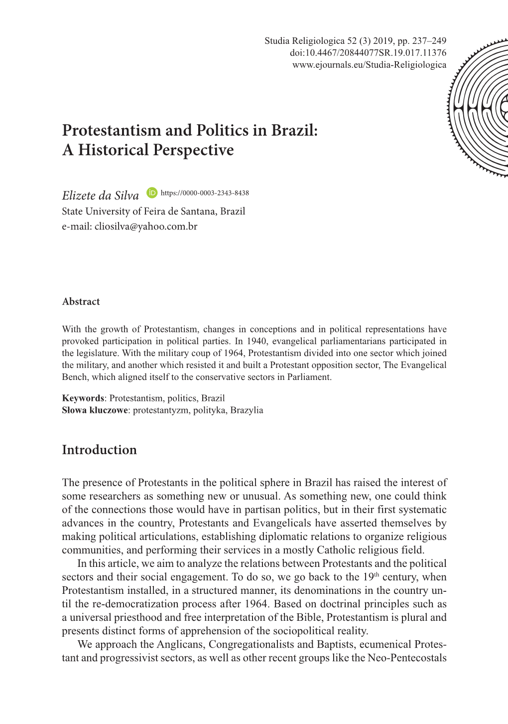 Protestantism and Politics in Brazil: a Historical Perspective