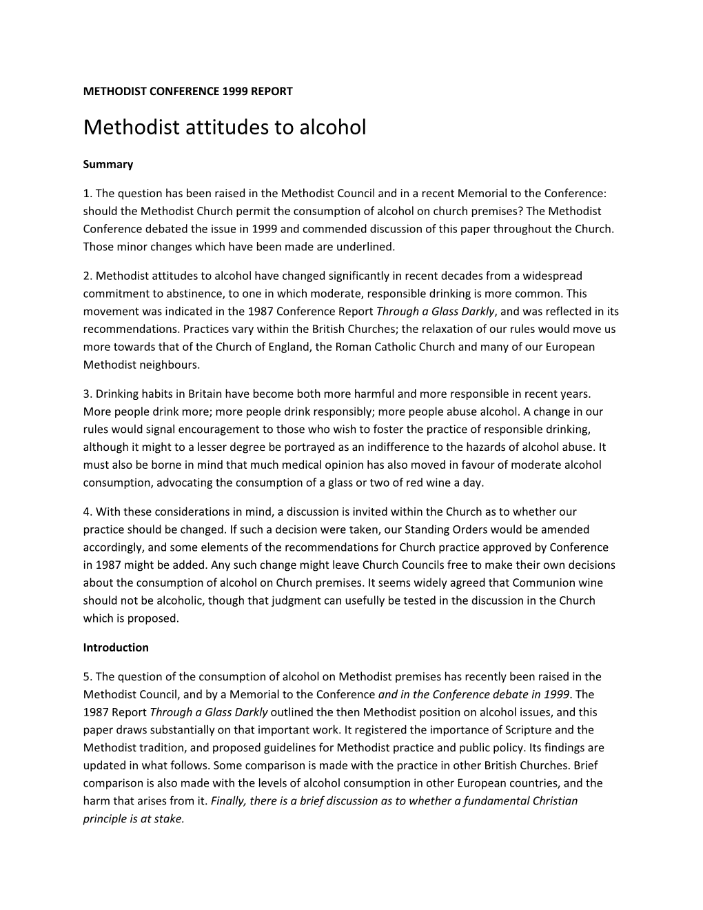 Methodist Attitudes to Alcohol