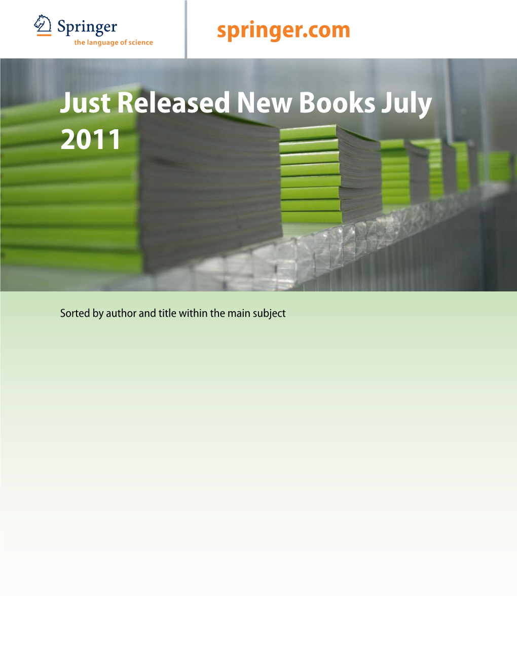 Just Released New Books July 2011