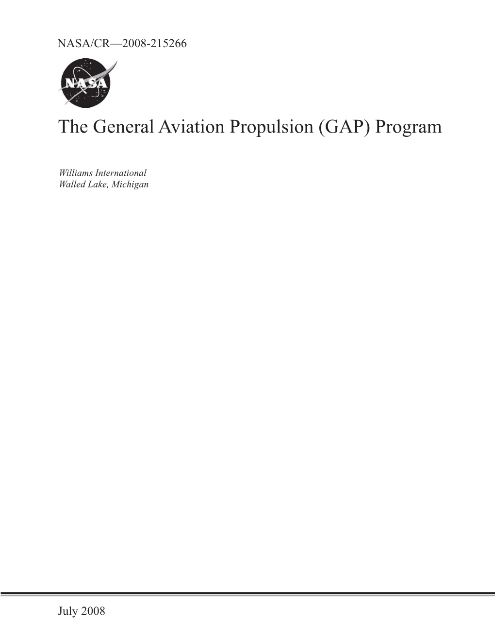 The General Aviation Propulsion (GAP) Program