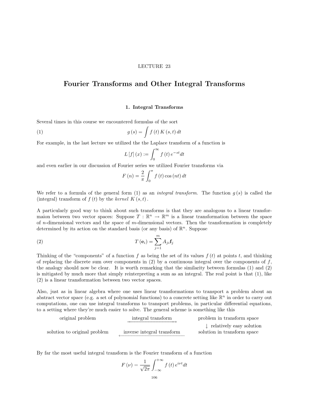 Fourier Transforms and Other Integral Transforms