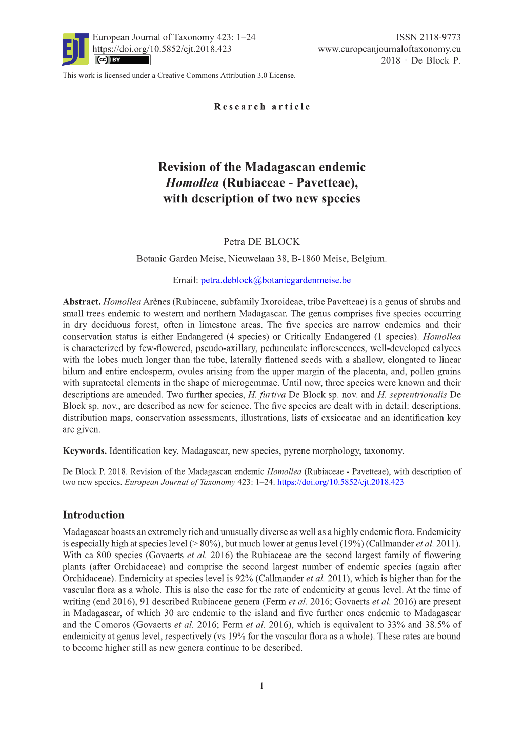 Rubiaceae - Pavetteae), with Description of Two New Species