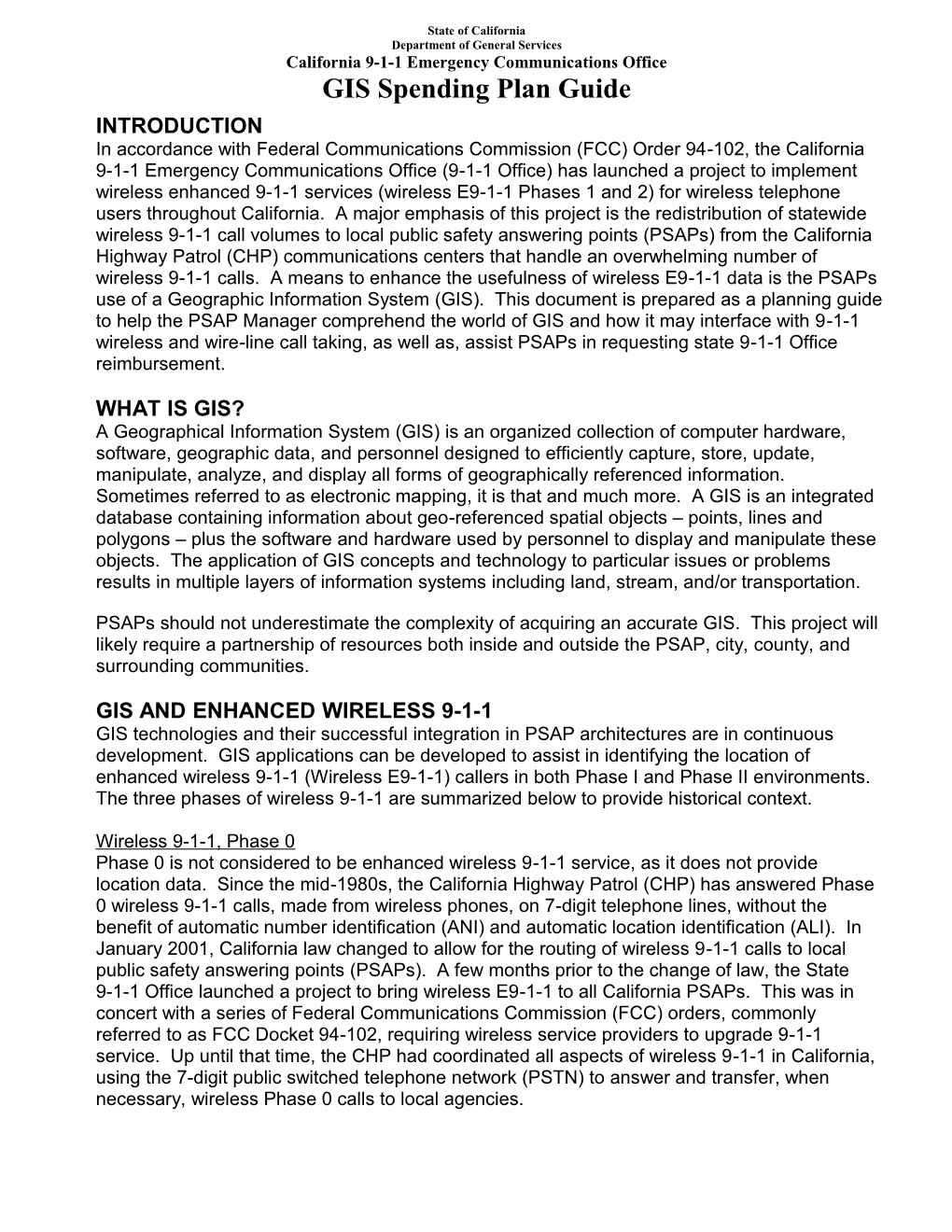 Geographic Information Systems (GIS) Spending Plan Guide