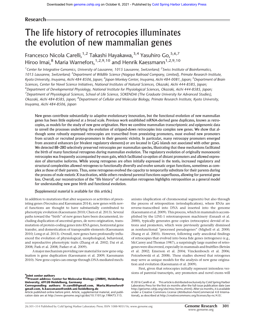 The Life History of Retrocopies Illuminates the Evolution of New Mammalian Genes