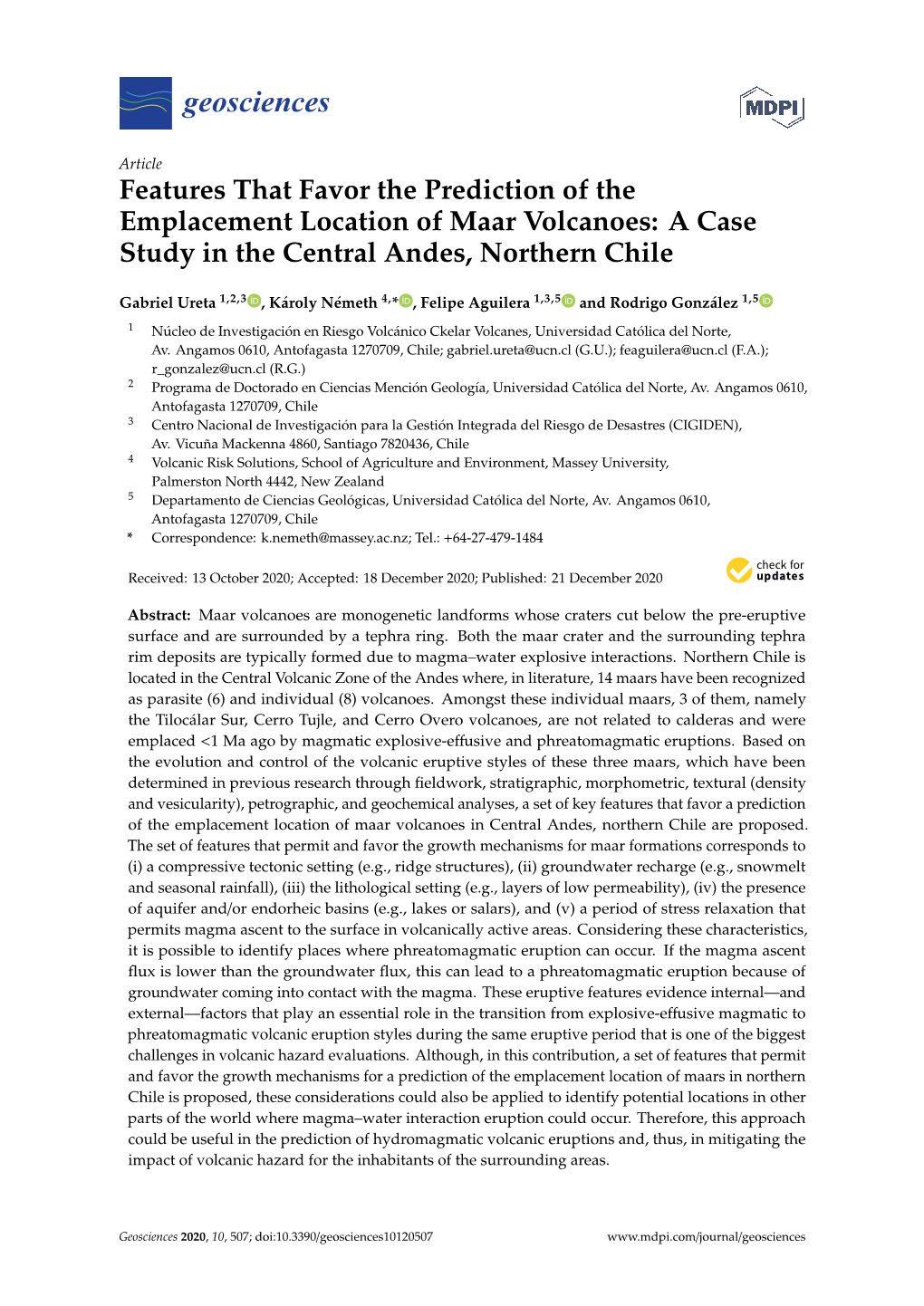 Features That Favor the Prediction of the Emplacement Location of Maar Volcanoes: a Case Study in the Central Andes, Northern Chile