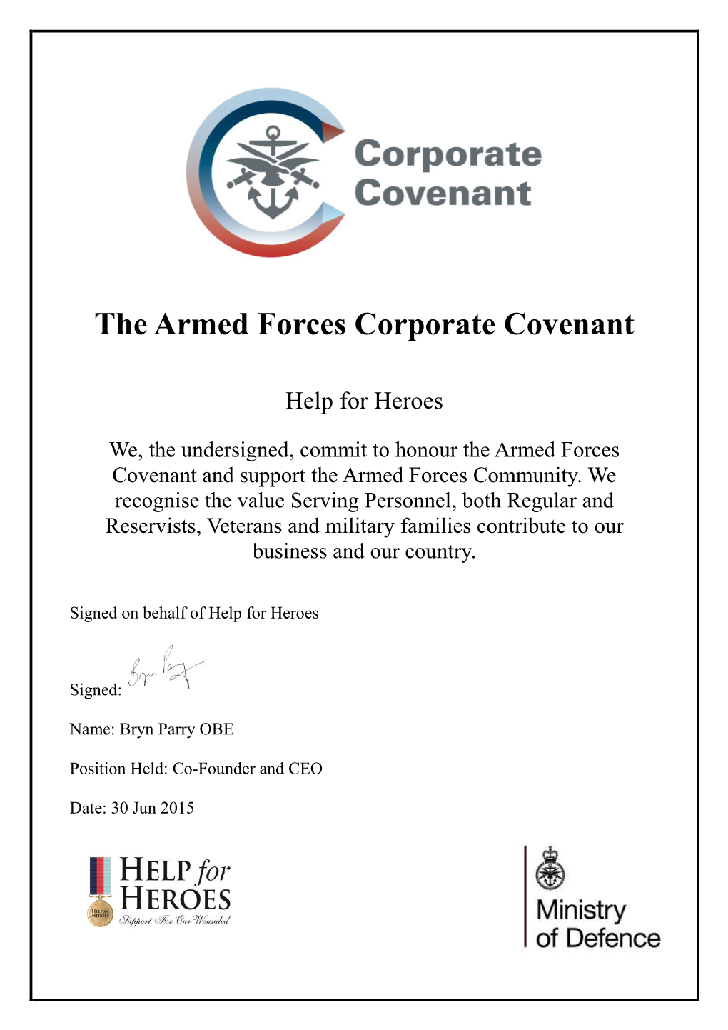 Corporate Covenant: Help for Heroes