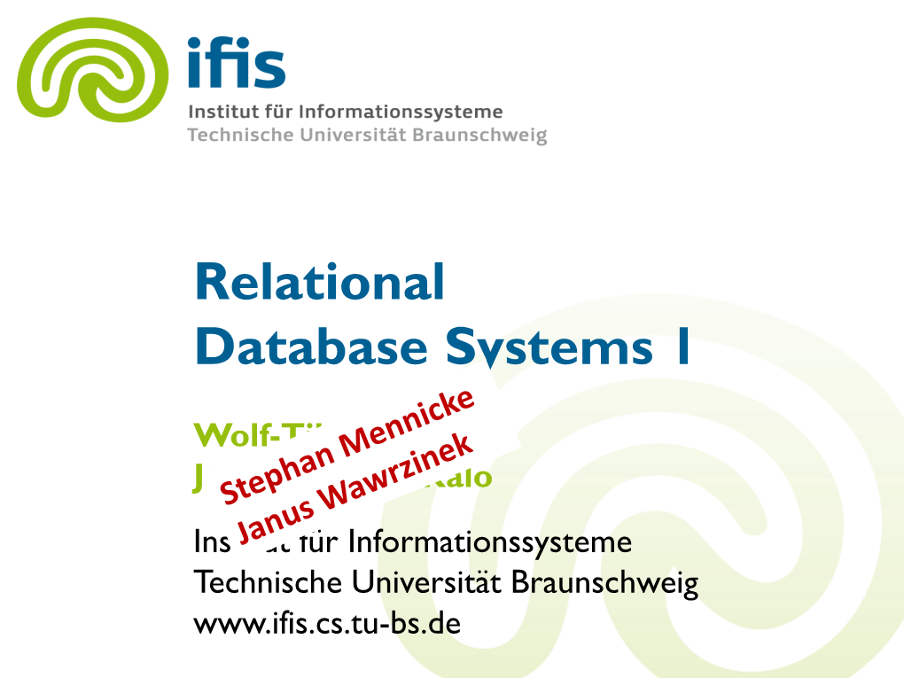 Relational Database Systems 1