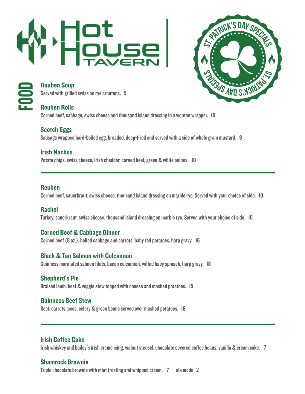 St. Patrick's Day Specials St. Patrick's Day Specials