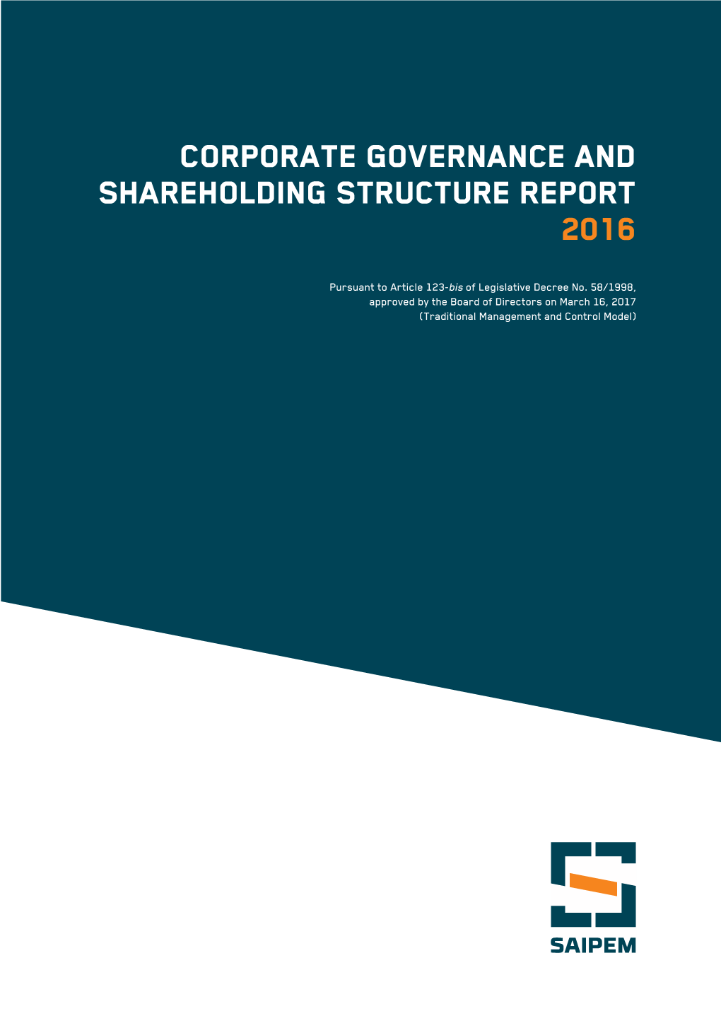 Corporate Governance and Shareholding Structure Report 2016