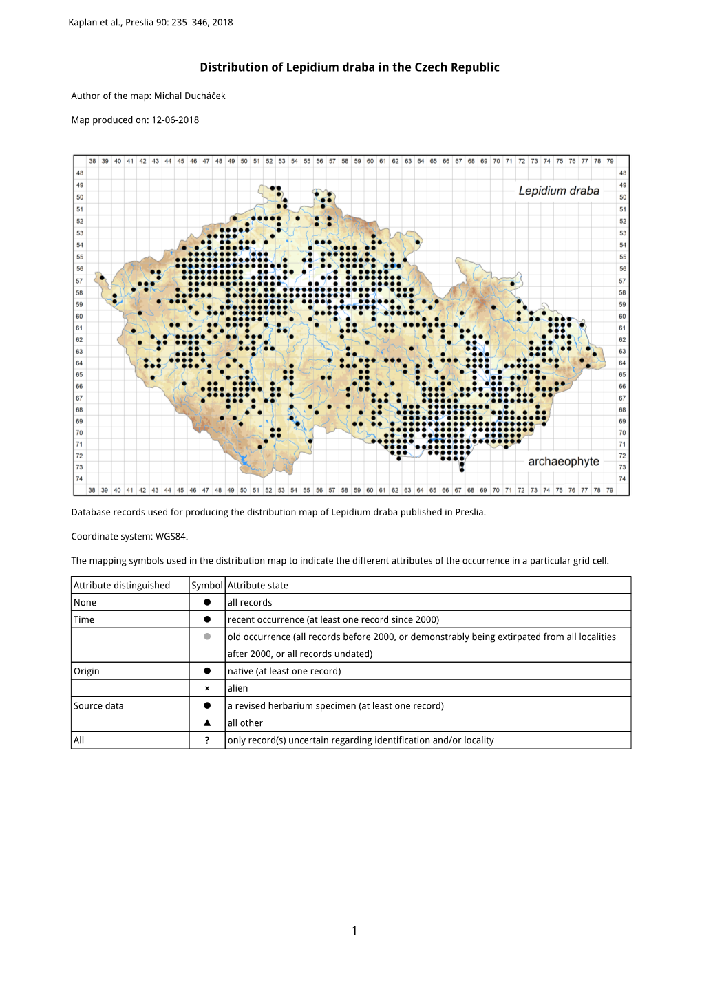 1 Distribution of Lepidium Draba in the Czech Republic