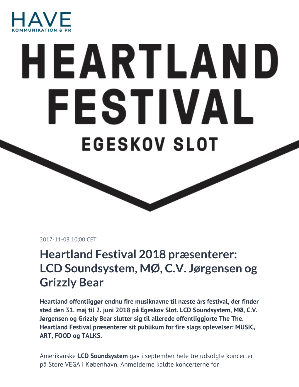 LCD Soundsystem, MØ, CV Jørgensen Og Grizzly Bear