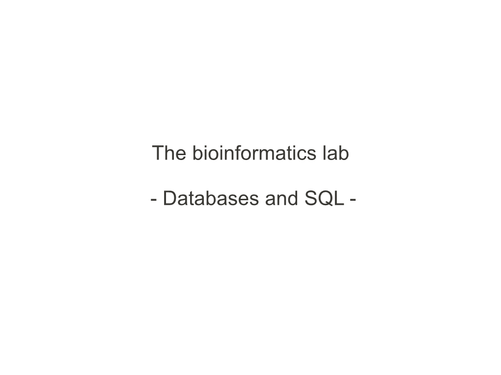 Databases and SQL