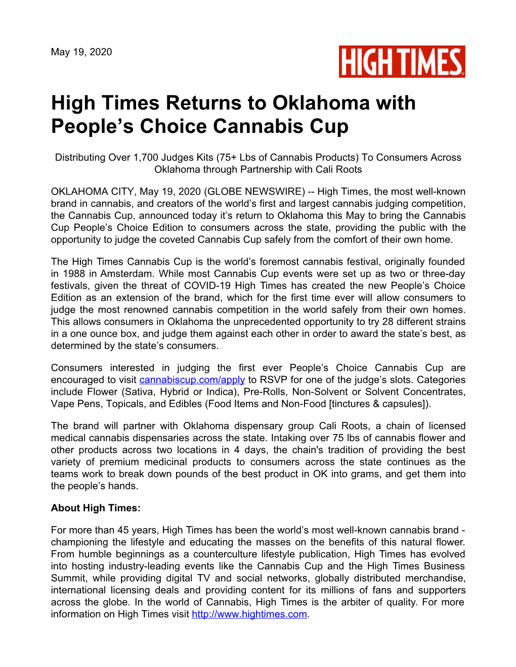 High Times Returns to Oklahoma with People's Choice Cannabis