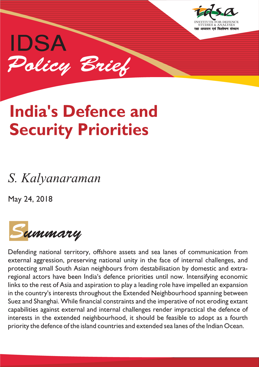 India's Defence and Security Priorities
