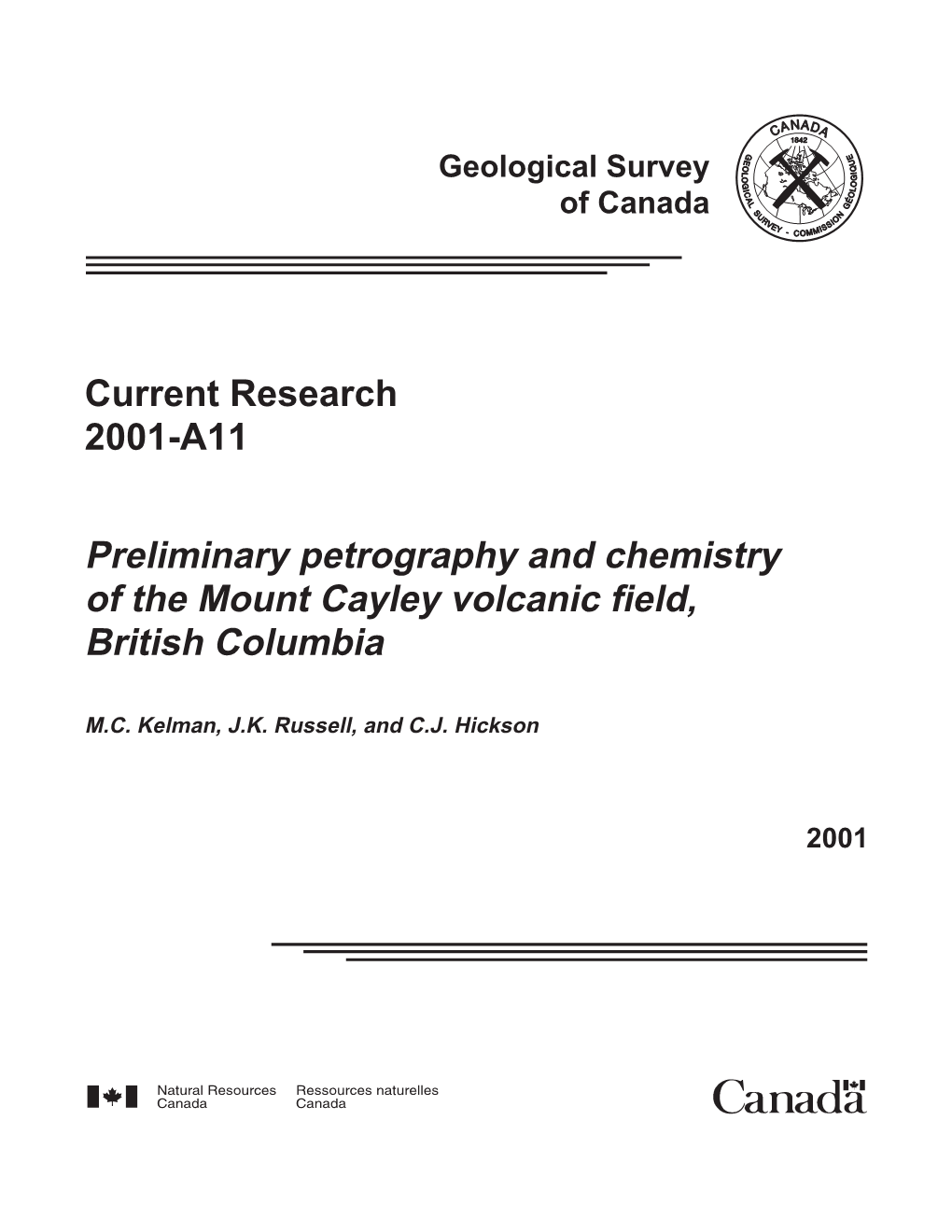 Preliminary Petrography and Chemistry of the Mount Cayley Volcanic Field, British Columbia