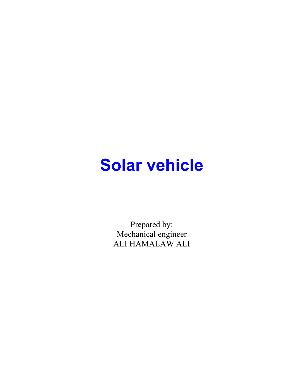 Solar Vehicle