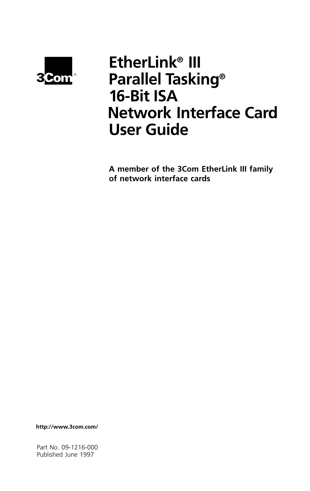 Etherlink® III Parallel Tasking® 16-Bit ISA Network Interface Card User Guide