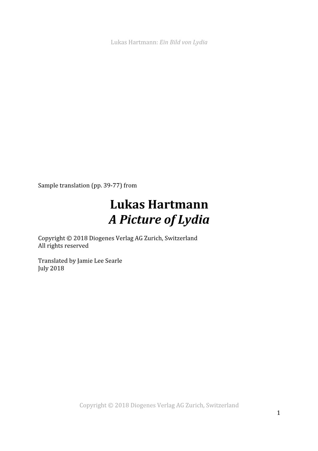 Lukas Hartmann a Picture of Lydia