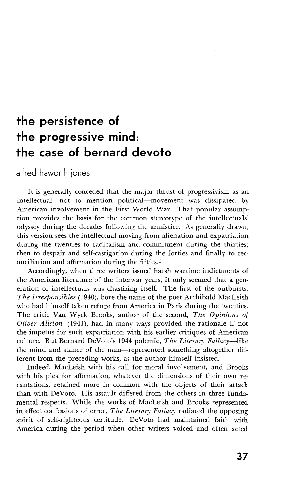 The Case of Bernard Devoto 37