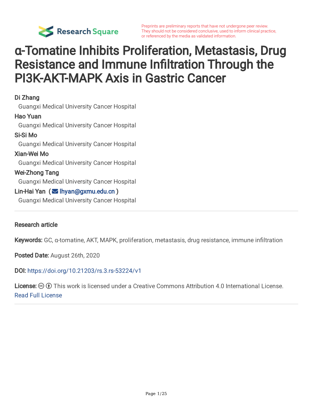 Α-Tomatine Inhibits Proliferation, Metastasis, Drug Resistance and Immune Infltration Through the PI3K-AKT-MAPK Axis in Gastric Cancer