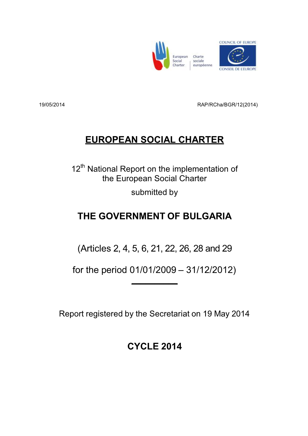 European Social Charter the Government of Bulgaria