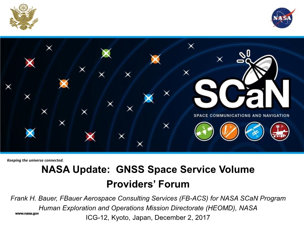 NASA Update: GNSS Space Service Volume Providers' Forum