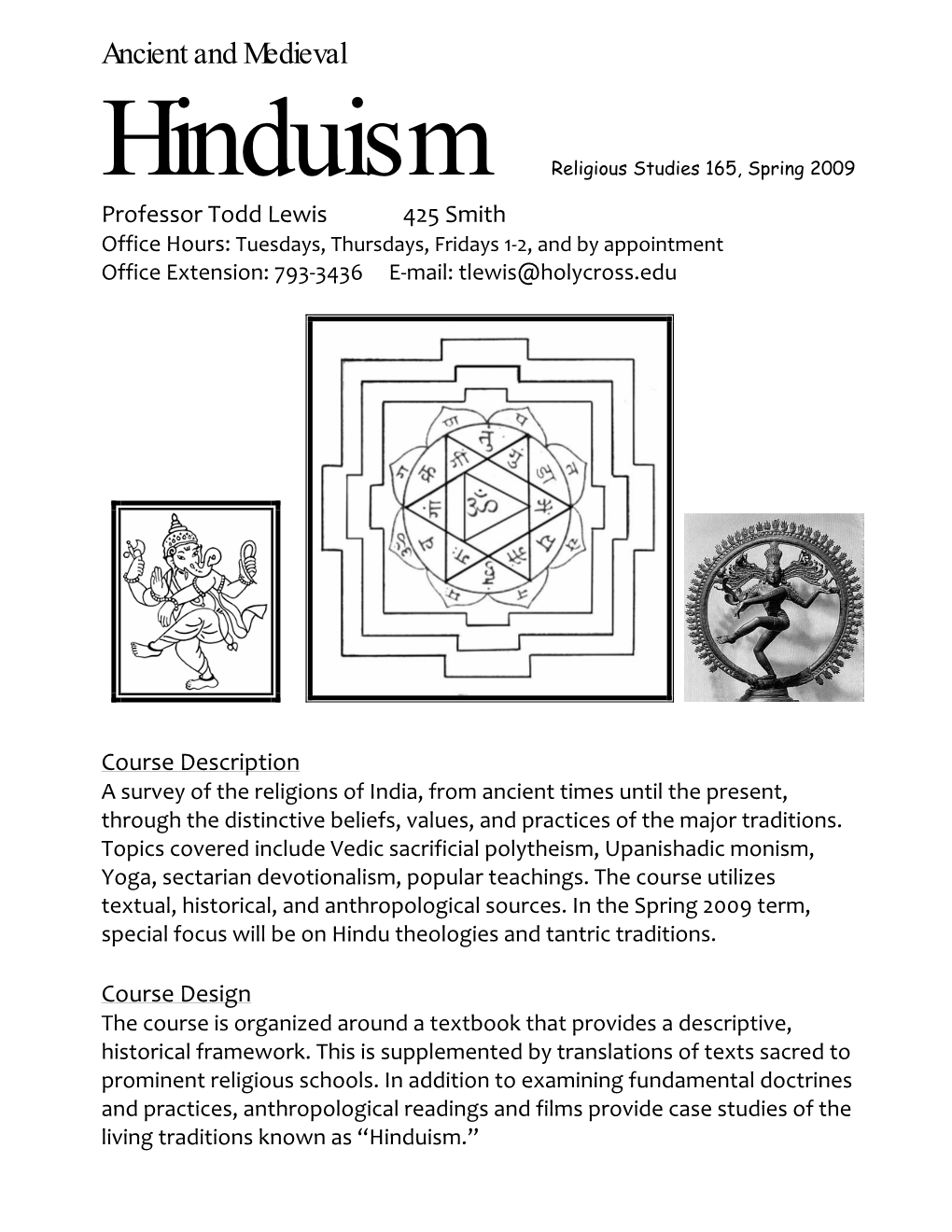 Ancient and Medieval Hinduism Syllabus, Page 2