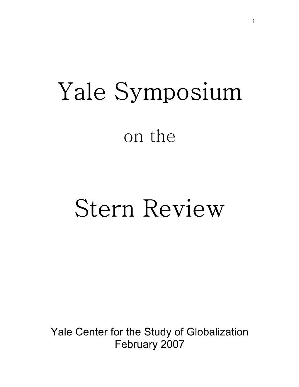 Yale Symposium Stern Review