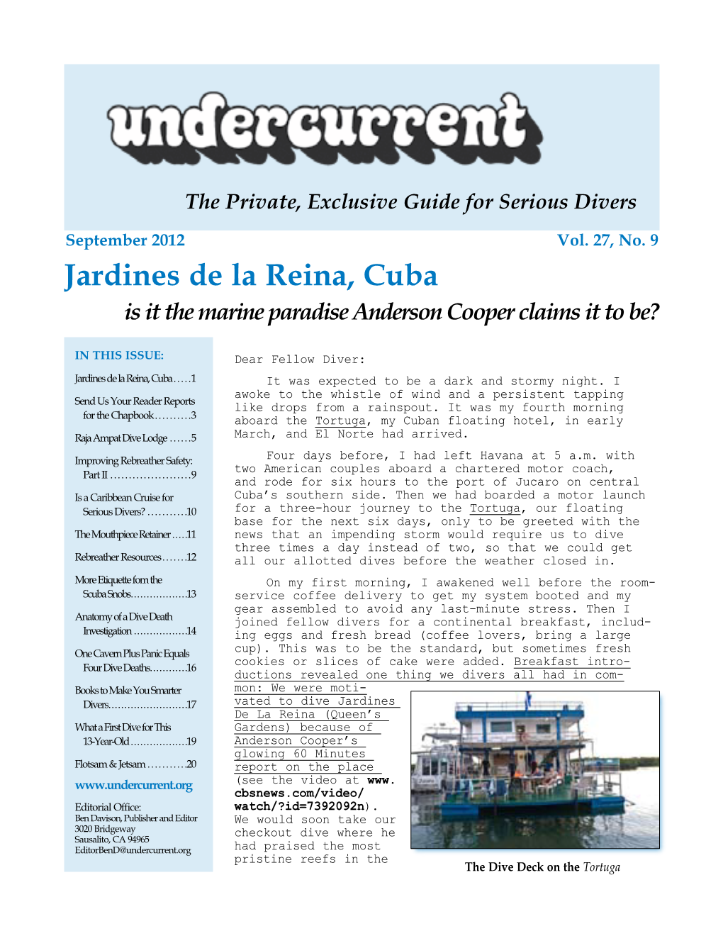 Jardines De La Reina, Cuba + [Other Articles] Undercurrent, September