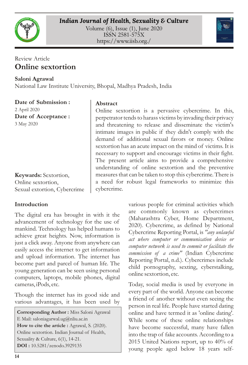 6. Online Sextortion