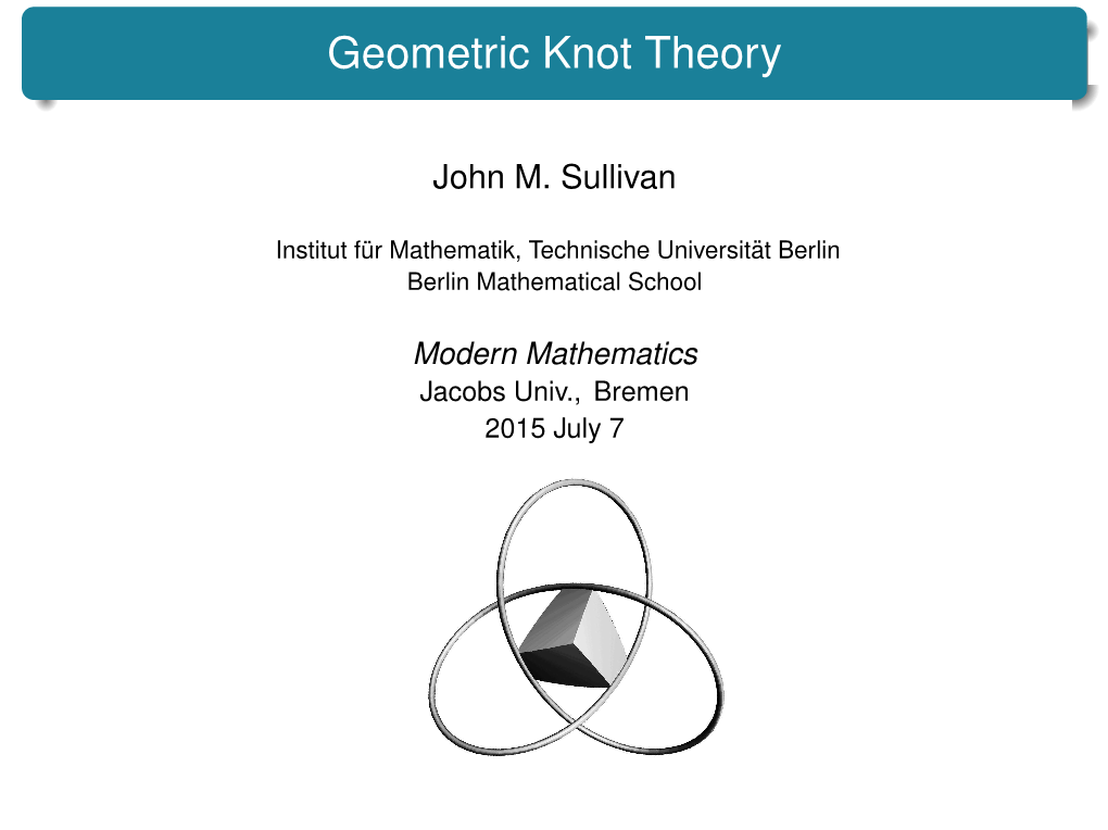 Geometric Knot Theory