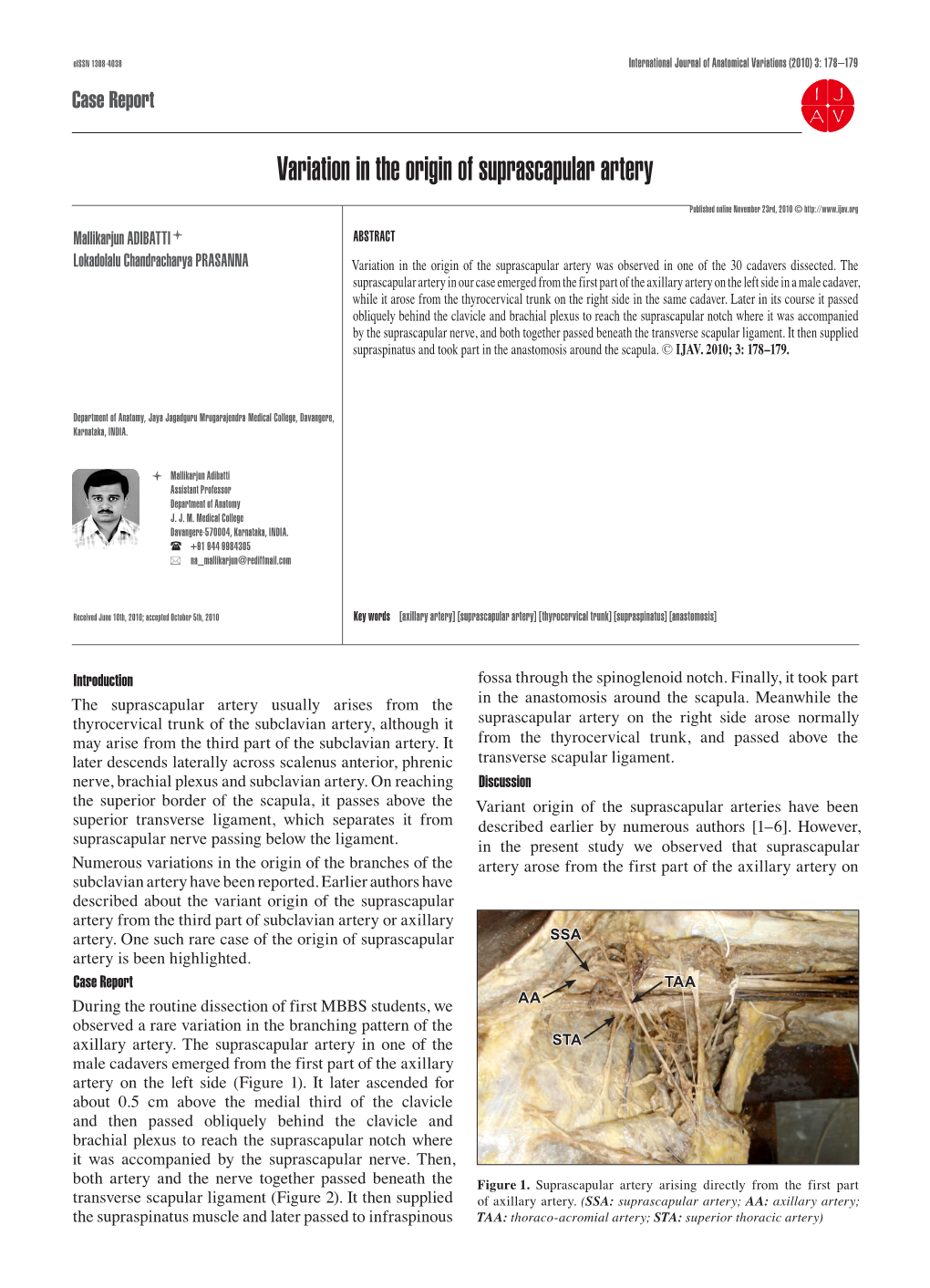 Variation in the Origin of Suprascapular Artery