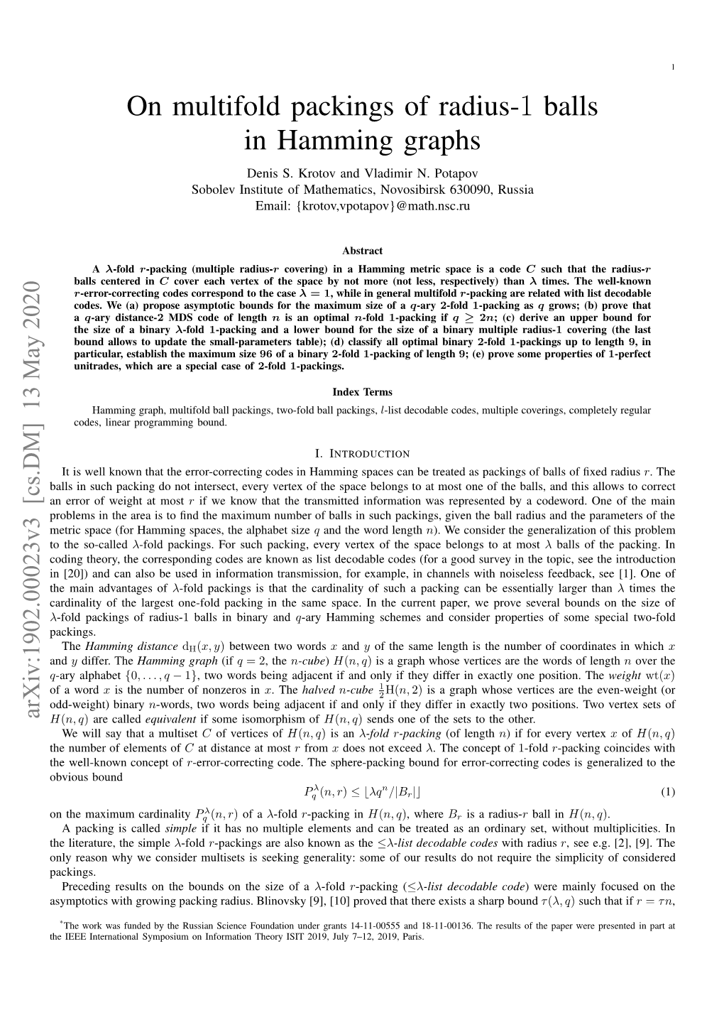 On Multifold Packings of Radius-1 Balls in Hamming Graphs