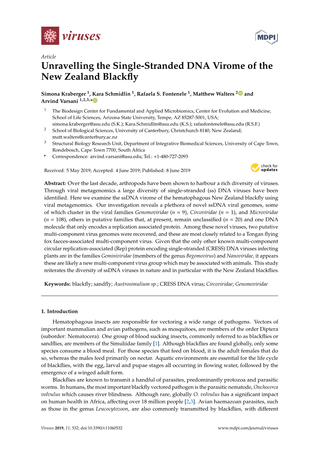 Unravelling the Single-Stranded DNA Virome of the New Zealand Blackfly