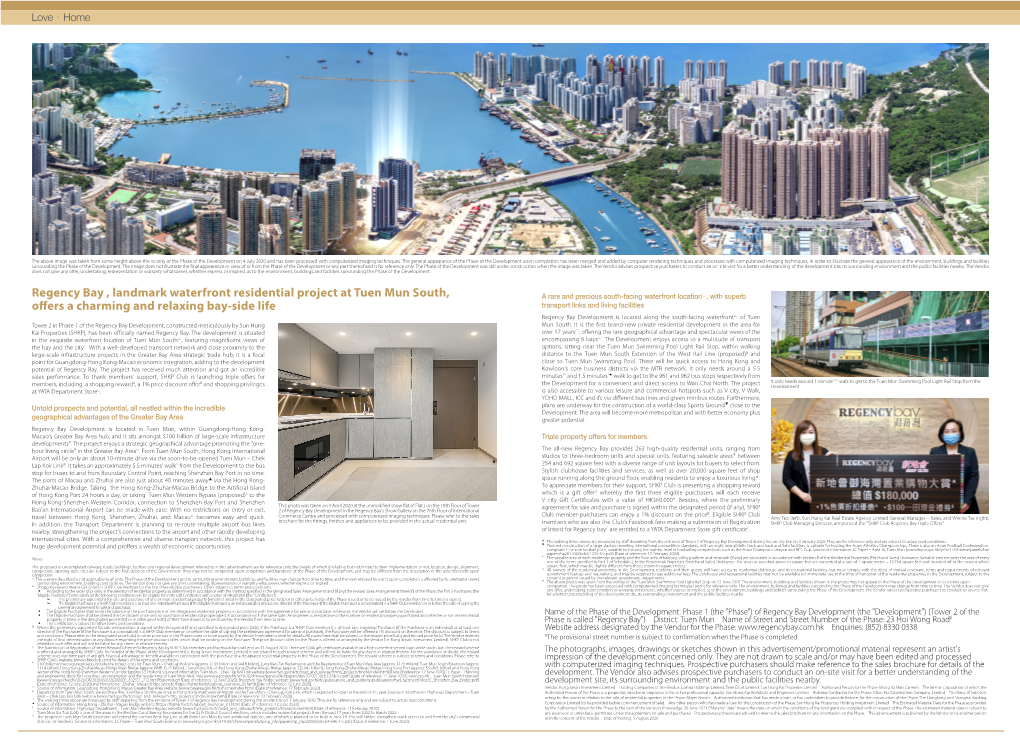 Regency Bay , Landmark Waterfront Residential Project at Tuen Mun