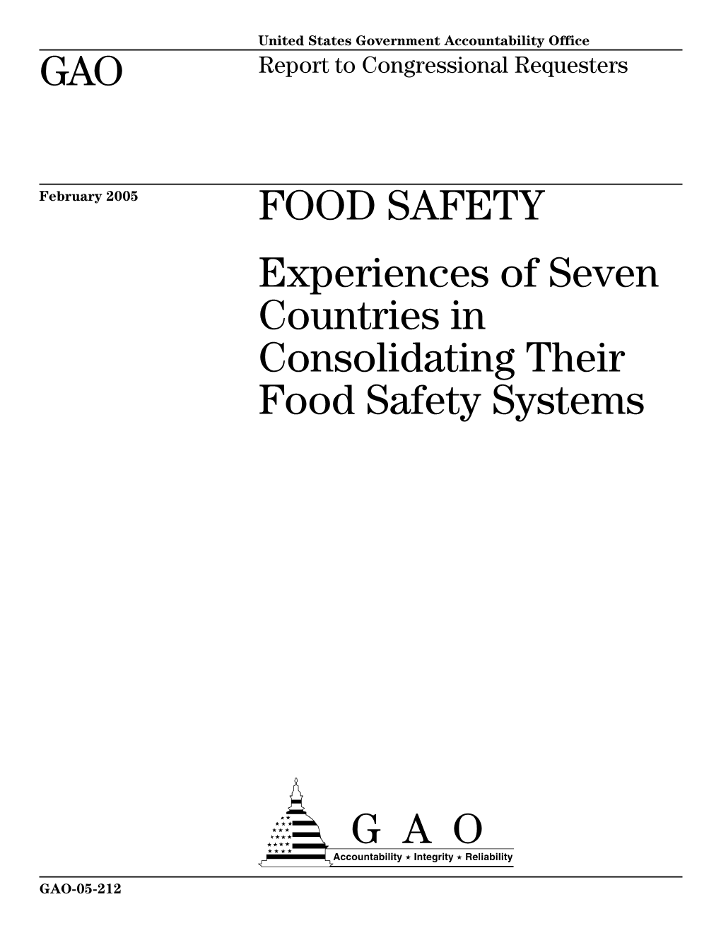 GAO-05-212 Food Safety Systems