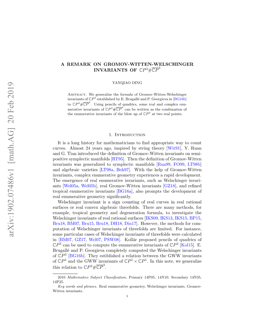 A Remark on Gromov-Witten-Welschinger 3 3 Invariants of Cp #Cp