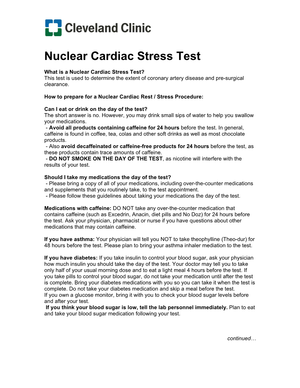 Nuclear Cardiac Stress Test