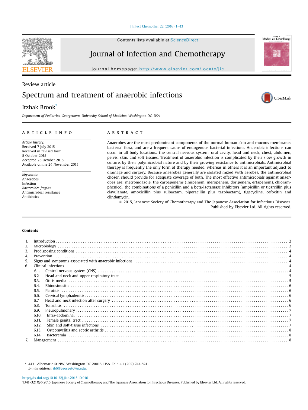 Spectrum and Treatment of Anaerobic Infections